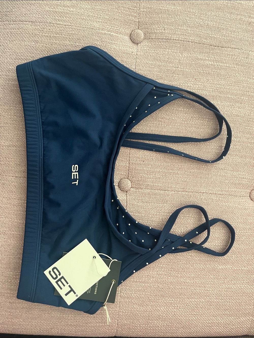 Set Active Breathe Bra in Ferry (navy polka dot)